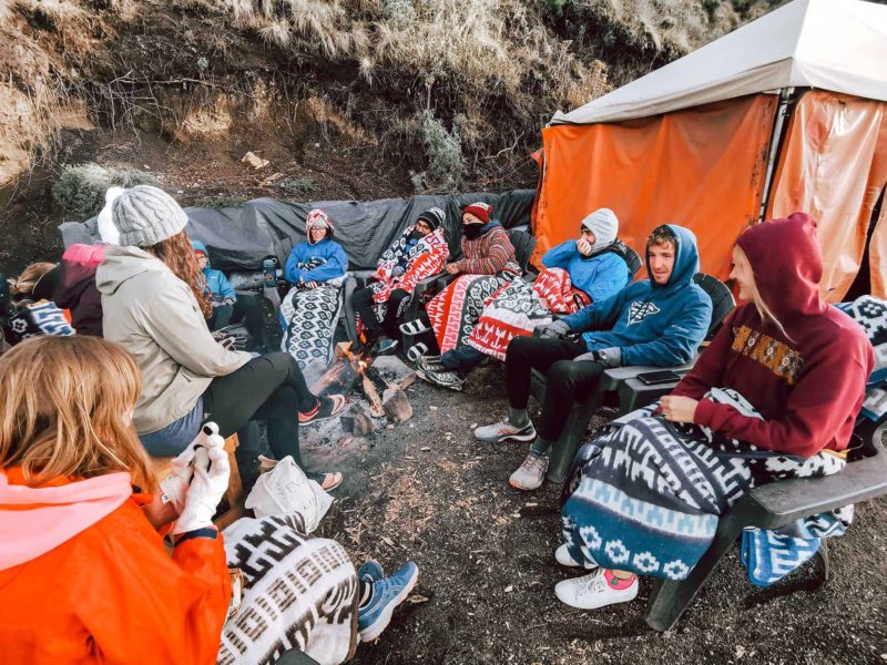 Campfire at Acatenango basecamp - Hiking Acatenango