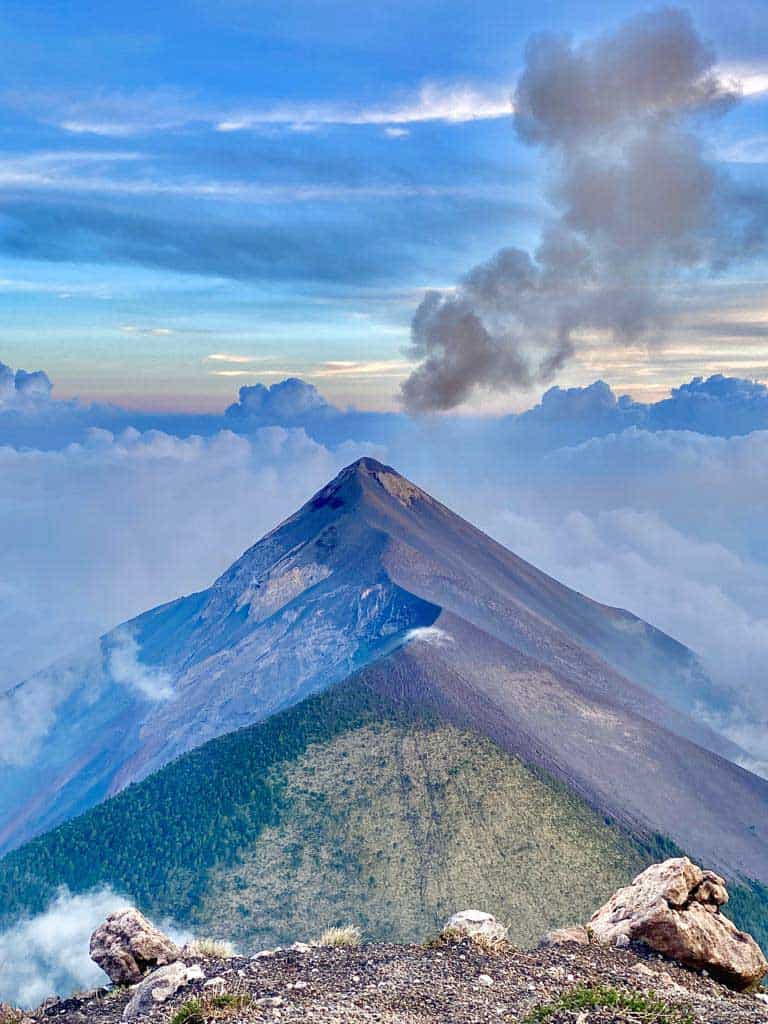 Sunset At Acatenango Peak - Fuego In Background