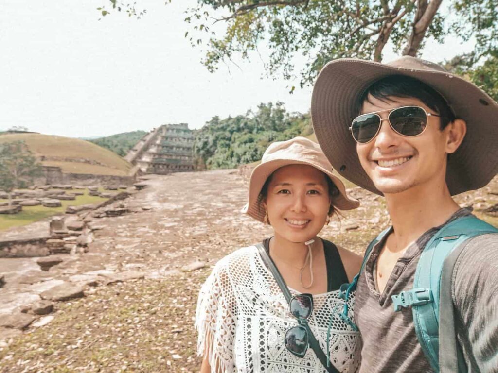 Yuko and Eric at the El Tajin ruins in Mexico