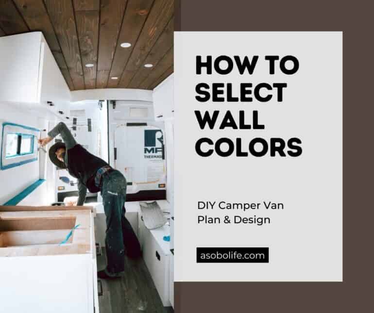 A man painting the interior walls of a camper van.