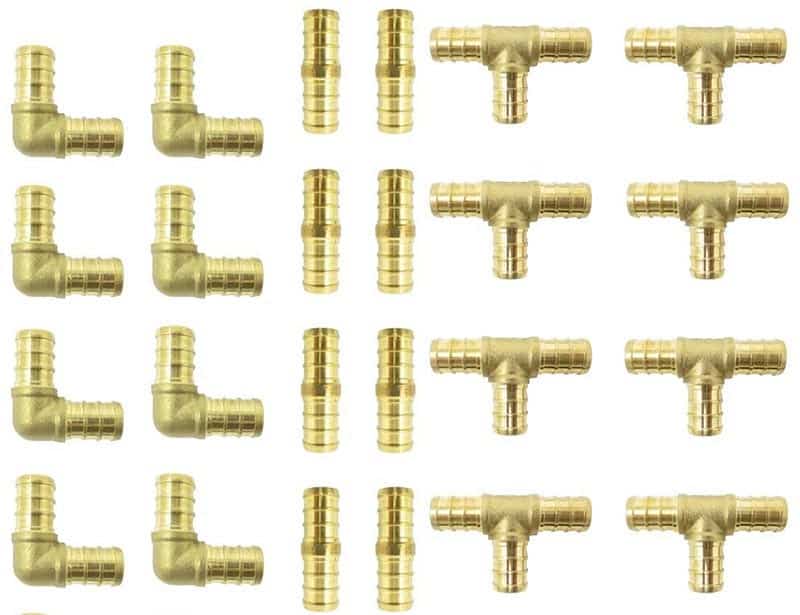 Assorted brass PEX fittings