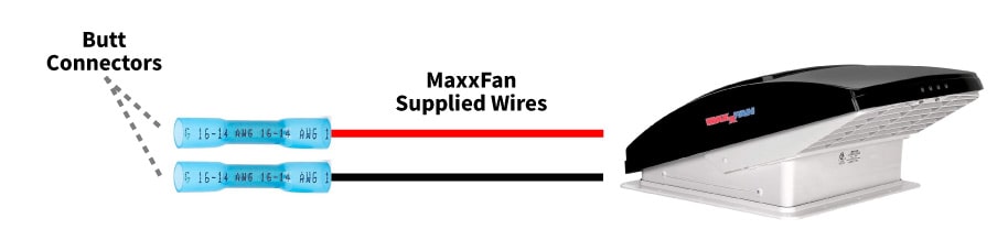 Attaching butt connectors to MaxxFan supplied wires.