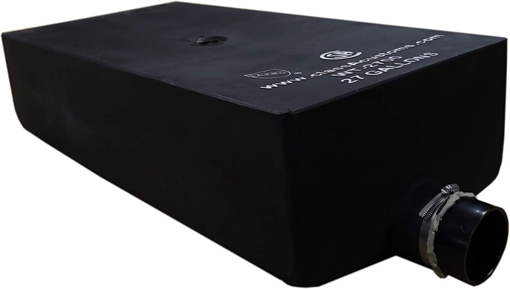Camper van black water tank