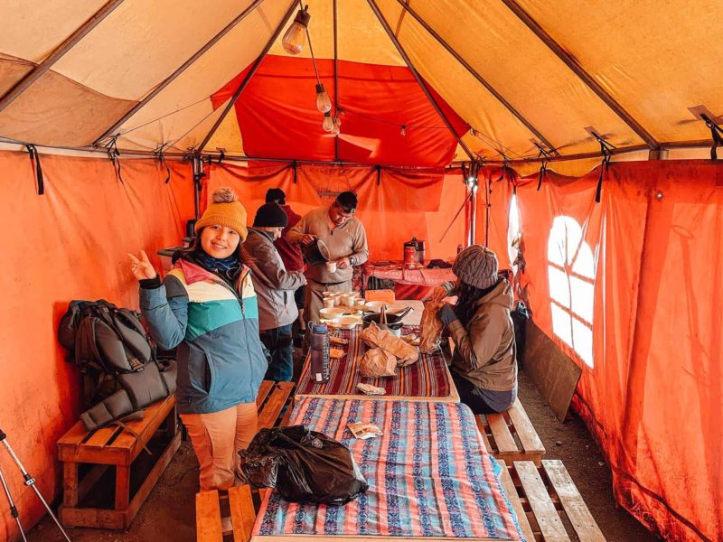 Breakfast at Wicho & Charlie's Acatenango Basecamp