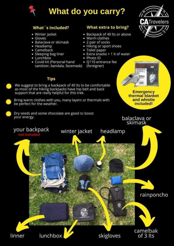 CA Travels Acatenango Tour Brochure 2 - What To Bring