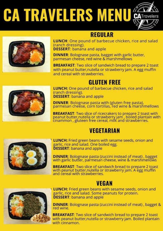 CA Travels Acatenango Tour Brochure 3 - Food Menu