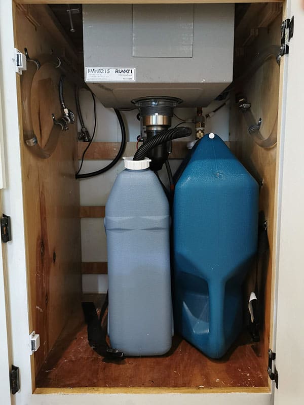 Under sink cabinet in a campervan