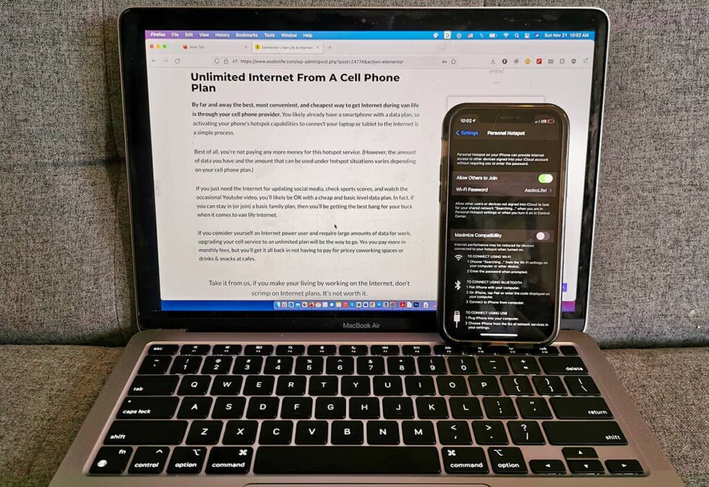 Cell Phone Hotspot With Unlimited Data Plan For Van Life Internet