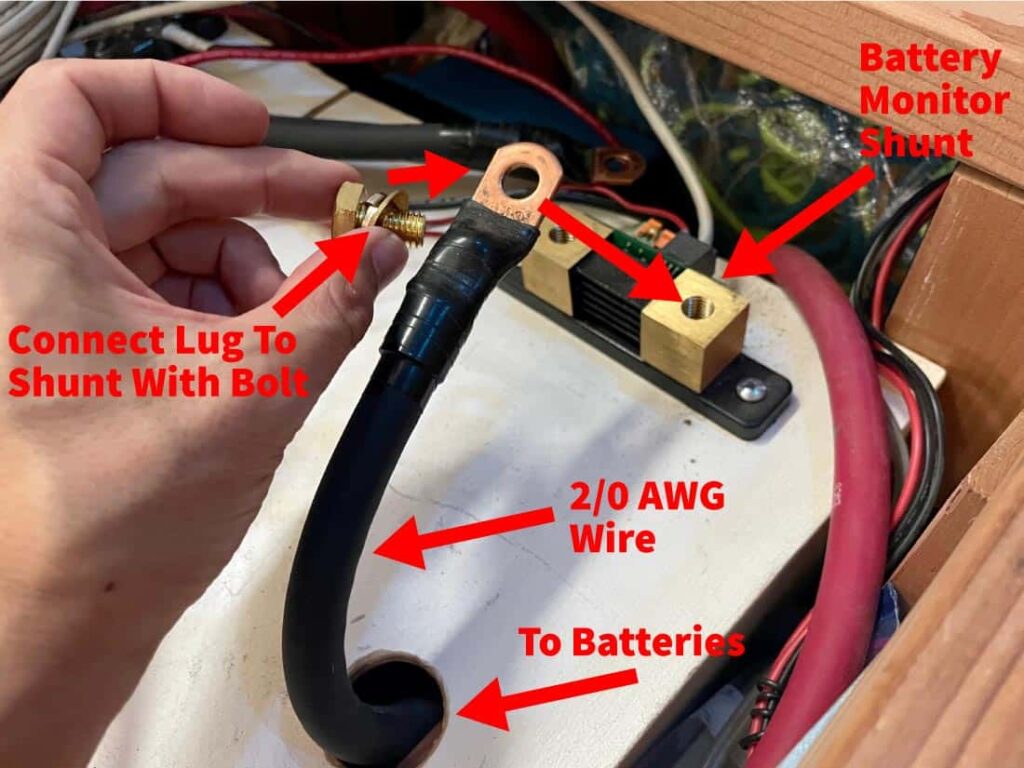 Connecting battery to battery monitor shunt