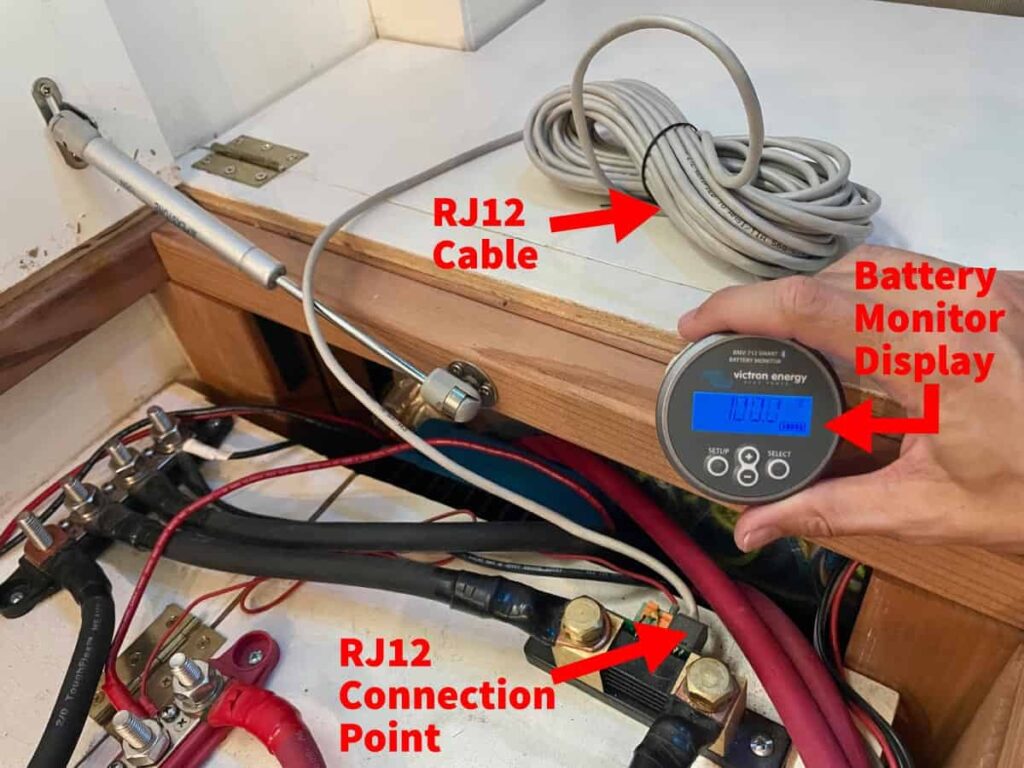 Connecting the battery monitor shunt to the display unit.