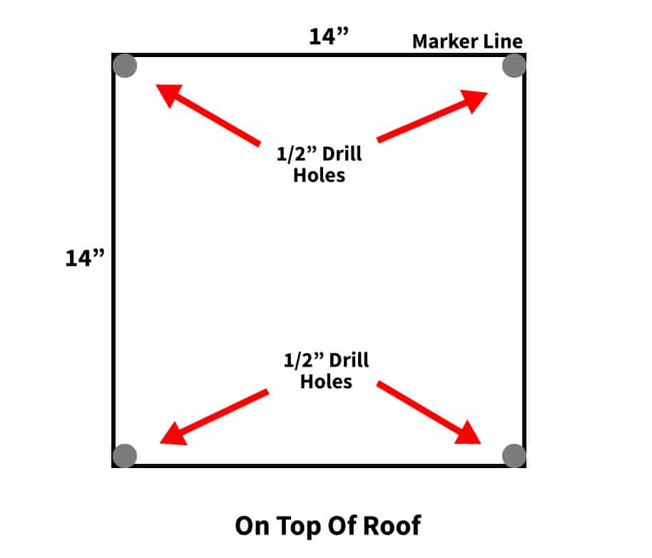 Connecting the corner holes with a marker.