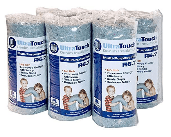 Denim batts in plastic packaging