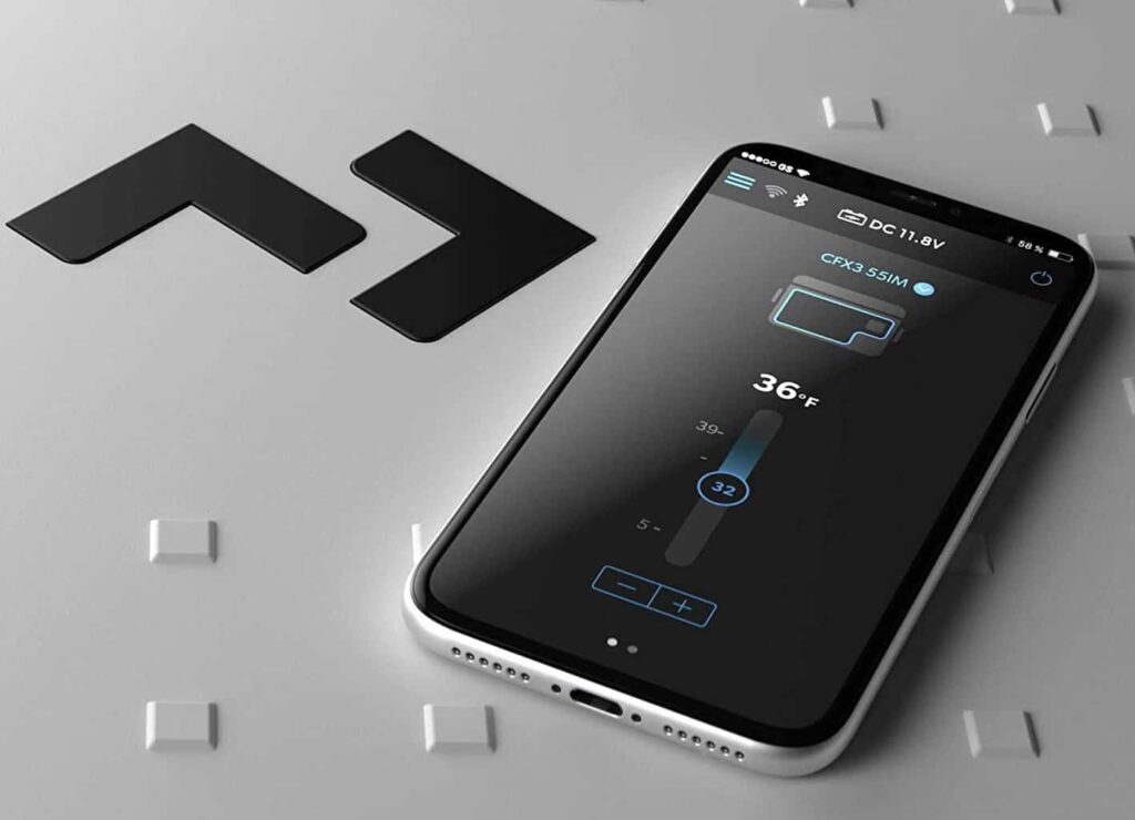 Smartphone with Dometic fridge app
