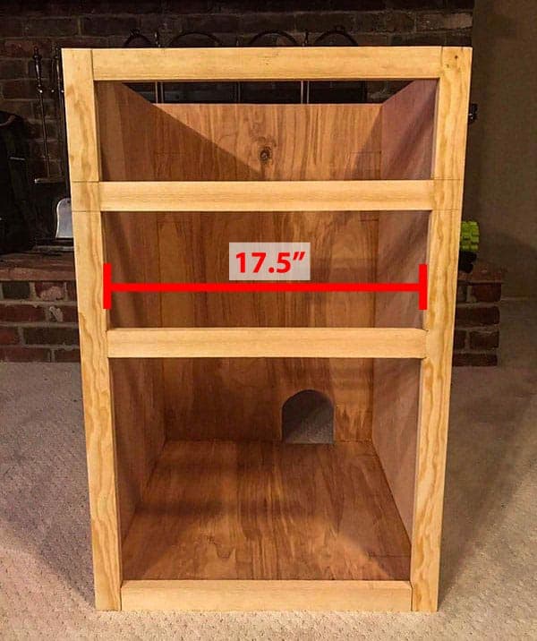 Measuring the width of the counter frame to construct the drawers