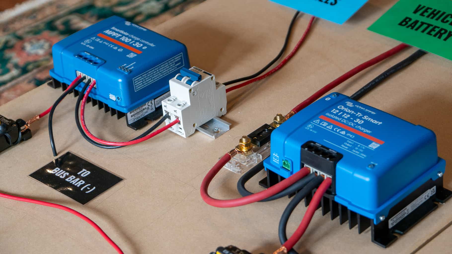 Wiring diagram showing solar charge controller and dc-dc charger