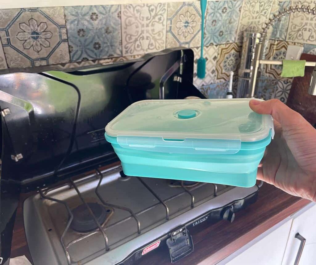 Food container in camper van