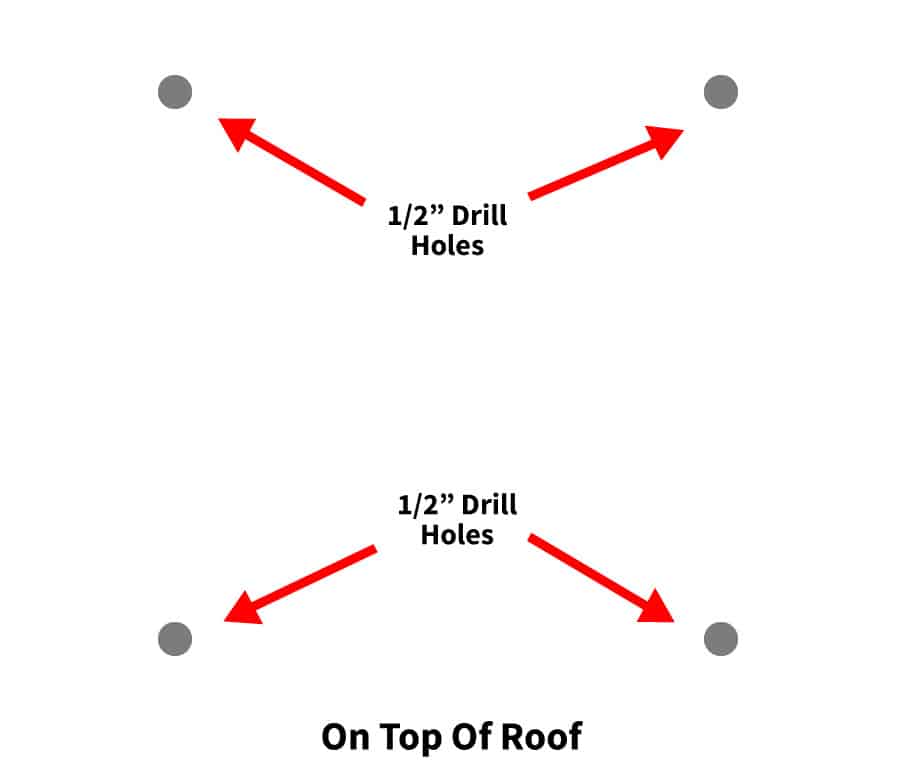 Four 1/2" holes on the van's roof