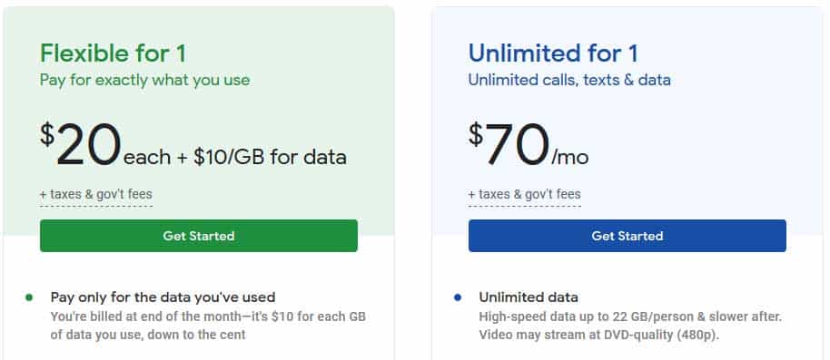 Comparing GoogleFi plans