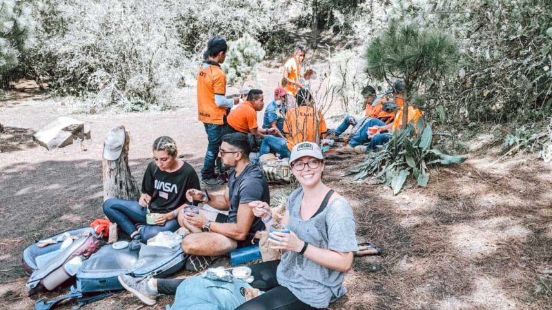 Lunch during the Wicho & Charlie's Acatenango volcano tour - group photo