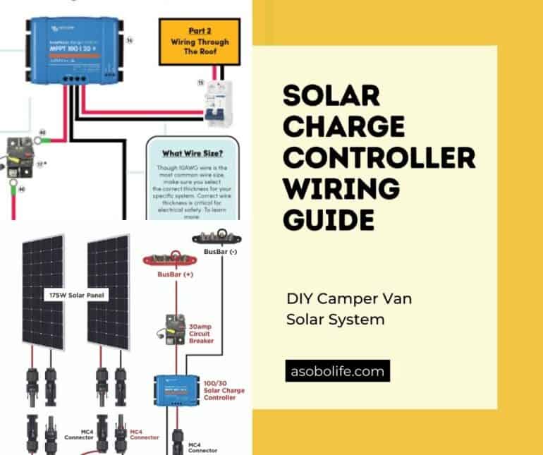 Solar charge controller wiring diagram showing how to connect the controller to the solar panels