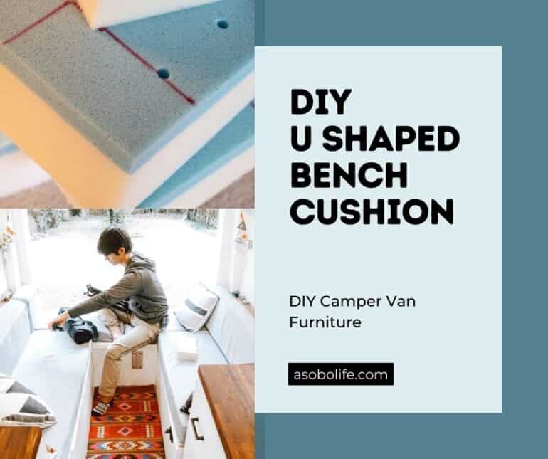 Man building cushions for a DIY camper van conversion