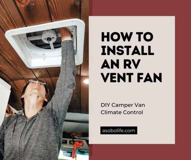 Man cleaning a ventilation fan inside a camper van
