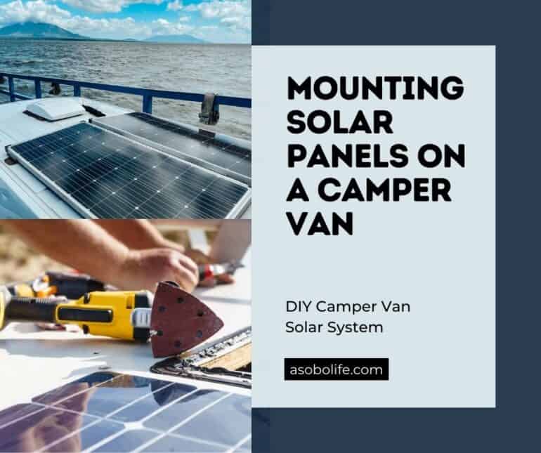 Two solar panels mounted on the roof of a camper van