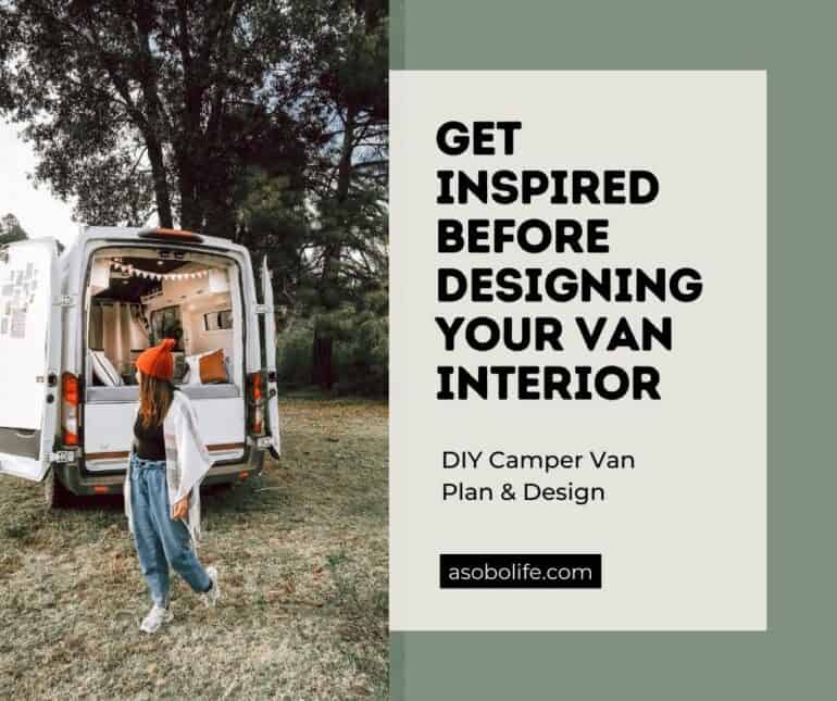 A woman standing behind her camper van.