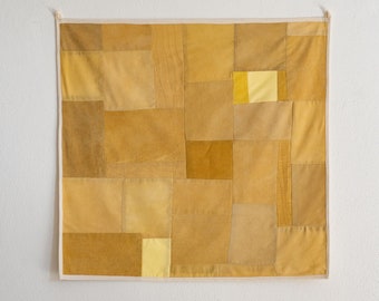 Yellow Tiles Art Quilt - Natural Dyed Wall Hanging