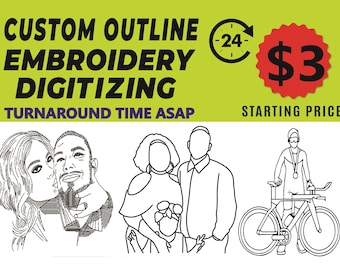 Custom Outline Embroidery Digitizing, Outline Embroidery, Outline Digitizing, Outline Embroidery Design, Outline Embroidery File, PES DST