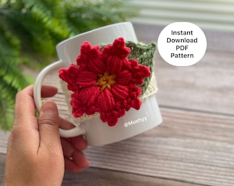 Crochet Snowflake Flower  Mug Cozy - Instant Download PDF Pattern
