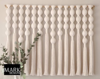 Large Yarn Wrapped Ball Macrame Mural for Wall Yarn Wall Hanging for Dining Room Textile Wall Hanging Extra Large Macrame Woven Wall Hanging