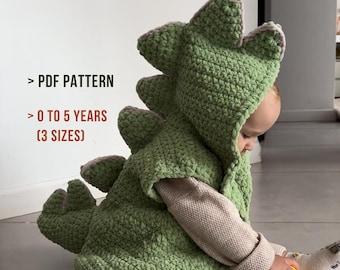KIDS' Dinosaur Vest Crochet Pattern | 0 to 5 years | Pattern is in English | Beginner friendly | 3 in 1 sizes | Halloween costume | PDF FILE