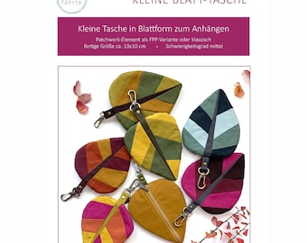 Small bag in leaf shape, pattern, instructions, PDF, language German