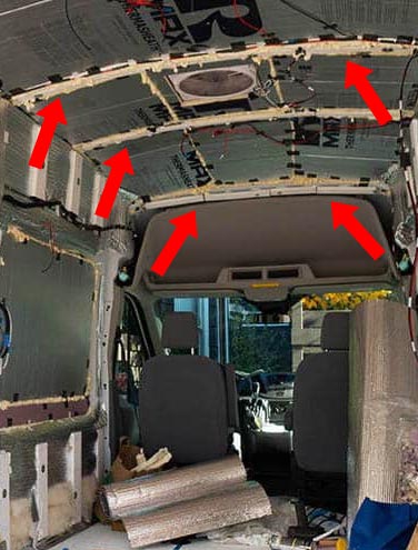 Where to install ceiling furring strips in a camper van