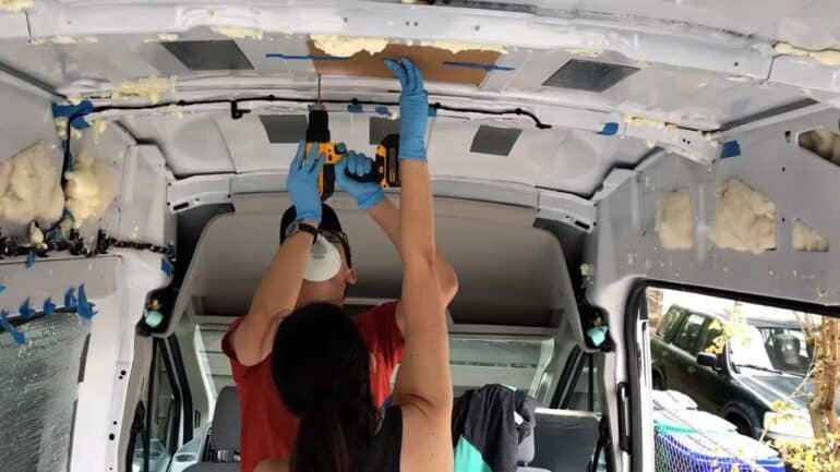 Installing Maxxair Vent Fan - Drilling Corners Of Template