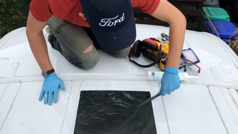 Installing Maxxair Vent Fan - Filing The Edges
