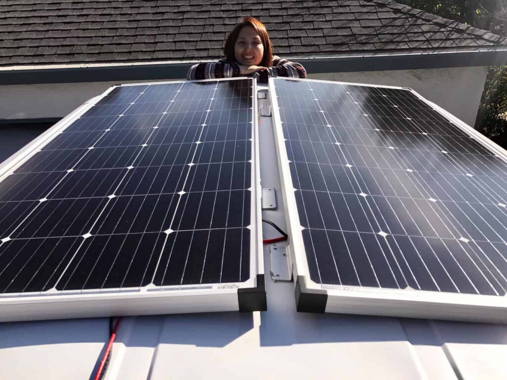 About to screw solar panels on to our camper van's roof