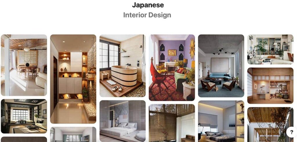 Pinterest search result for Japanese interior design