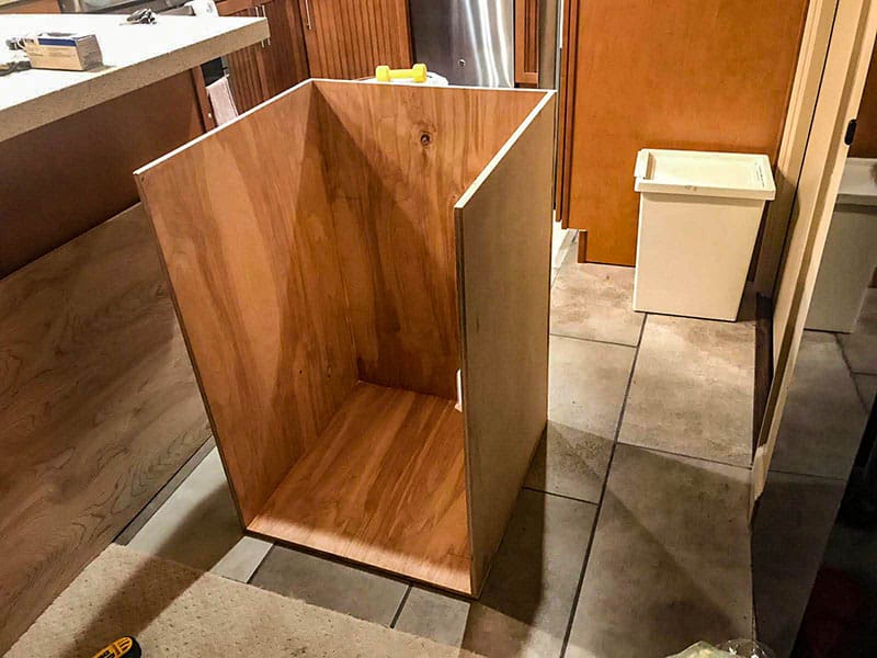 Building a kitchen counter frame with plywood