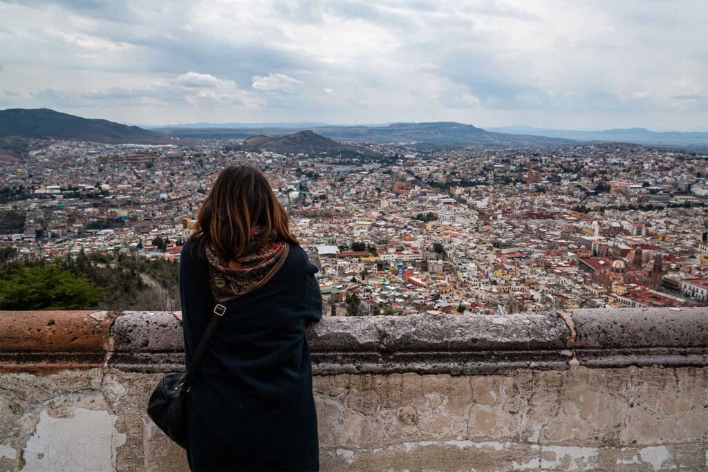 Yuko looking out over Zacatecas city in Mexico