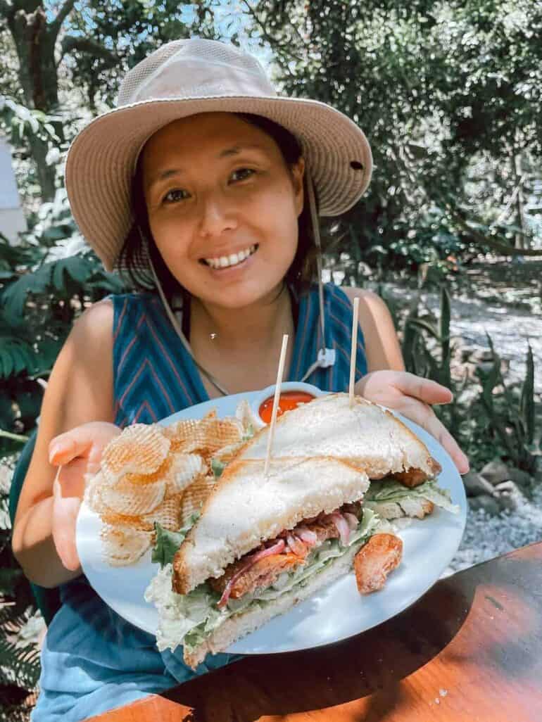 Having lunch at Valhalla Macadamia Farm in Antigua