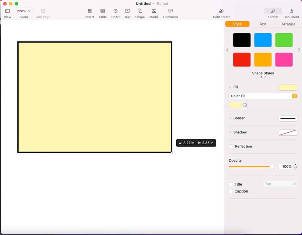 Making a rectangle using basic drawing software to design van floor plan