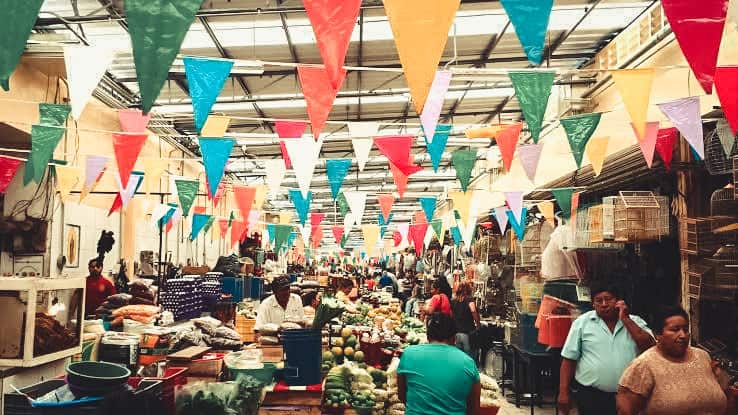 Lively local market in Merida