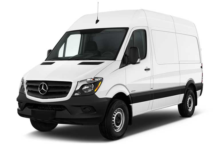 White Mercedes Sprinter van