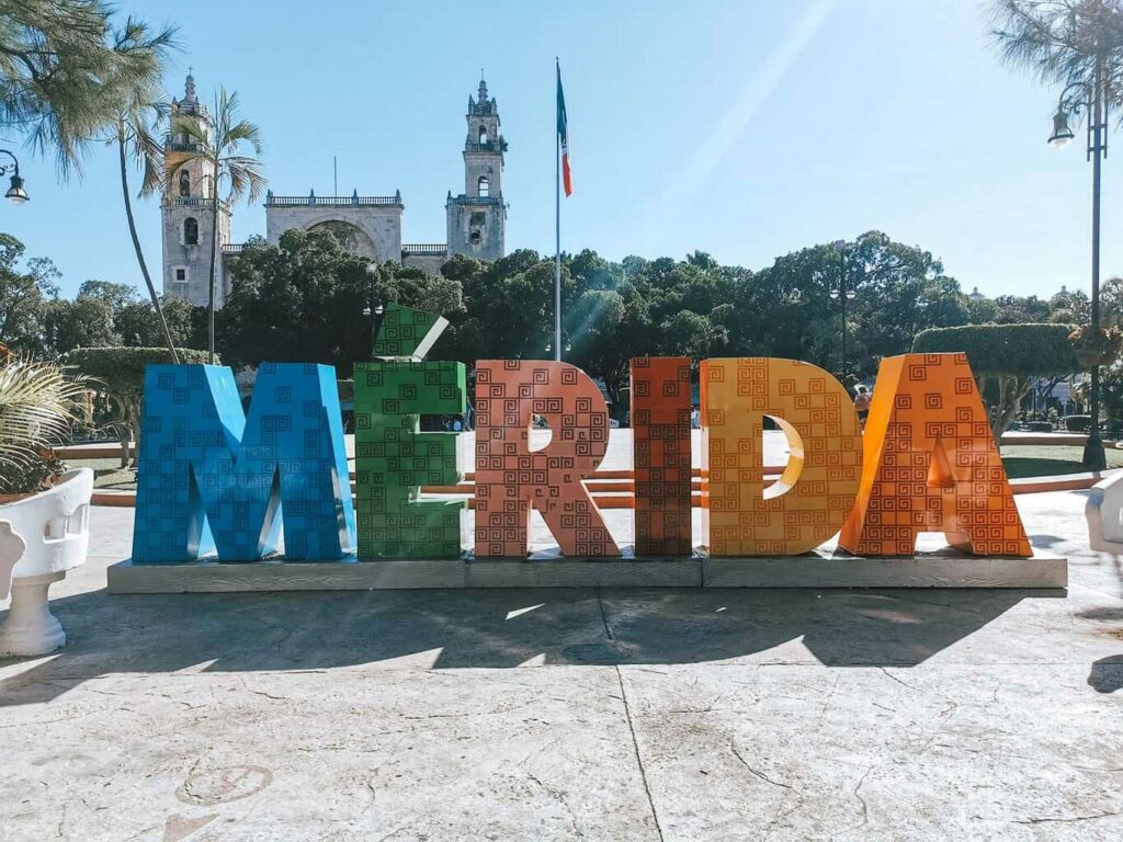 Merida city sign in Mexico