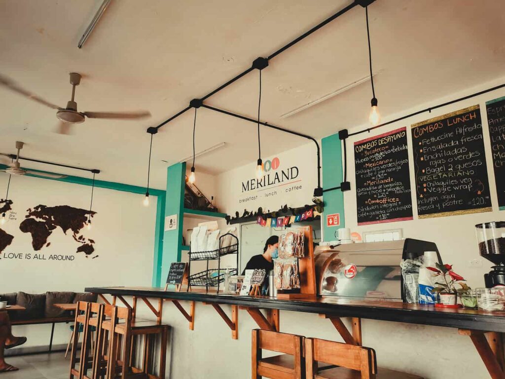 Inside the Meriland Cafe in Merida Mexico