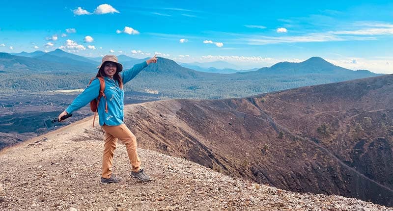 Yuko at the summit of Paricutin Volcano in Michoacan