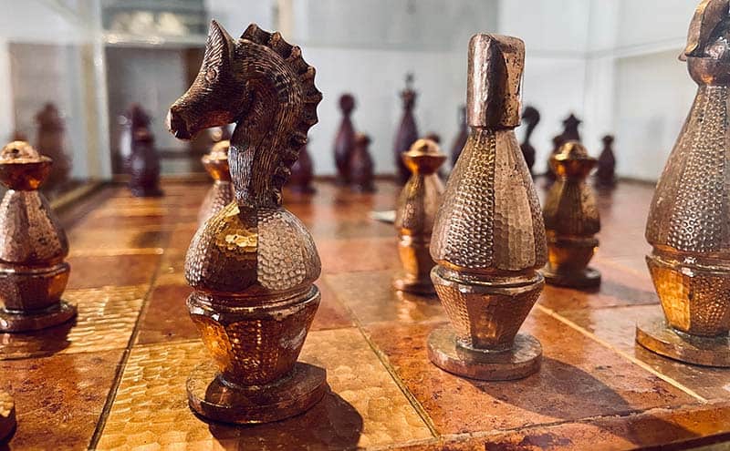 Copper chess pieces