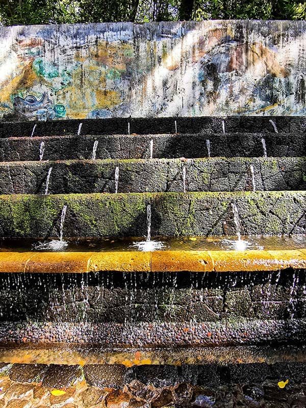 Water flowing off rocks in Uruapan